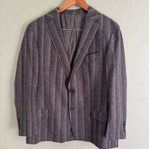 ZEGNA men's blazer sports jacket 52R large XL gray striped preppy academia